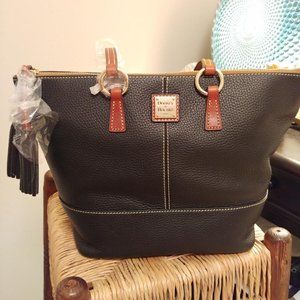 New with Tags Black Leather Dooney and Bourke Small Tobi Tote